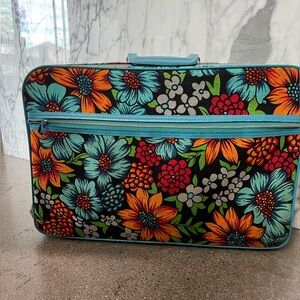 Vintage Daisy luggage retro luggage Floral print overnight bag vintage suitcase